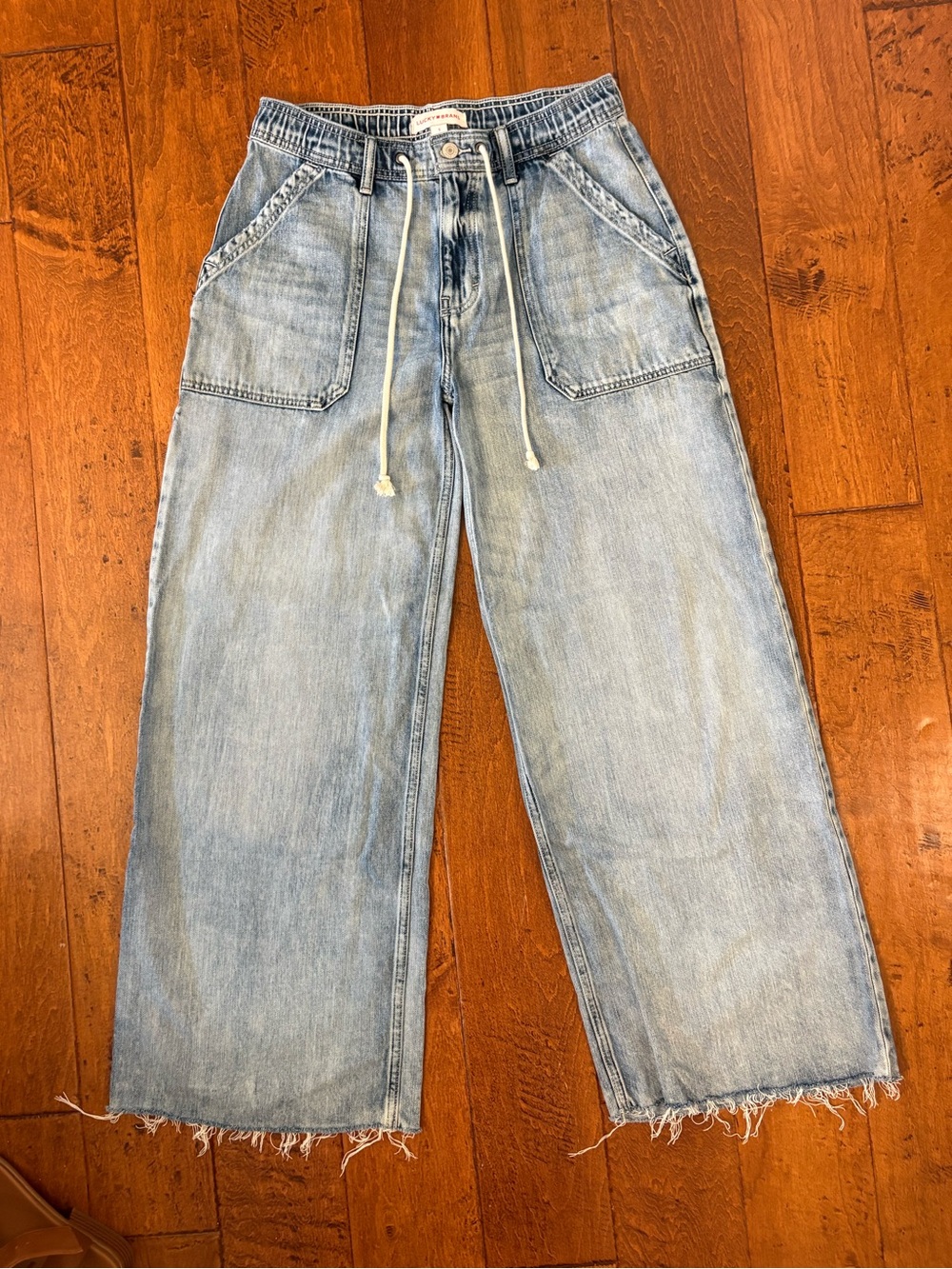 Lucky Brand light wash Jeans Womens Small Wide Leg Drawstring Elastic Waist